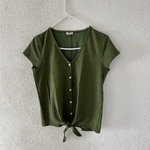 J. Crew Textured Tie Front Tee